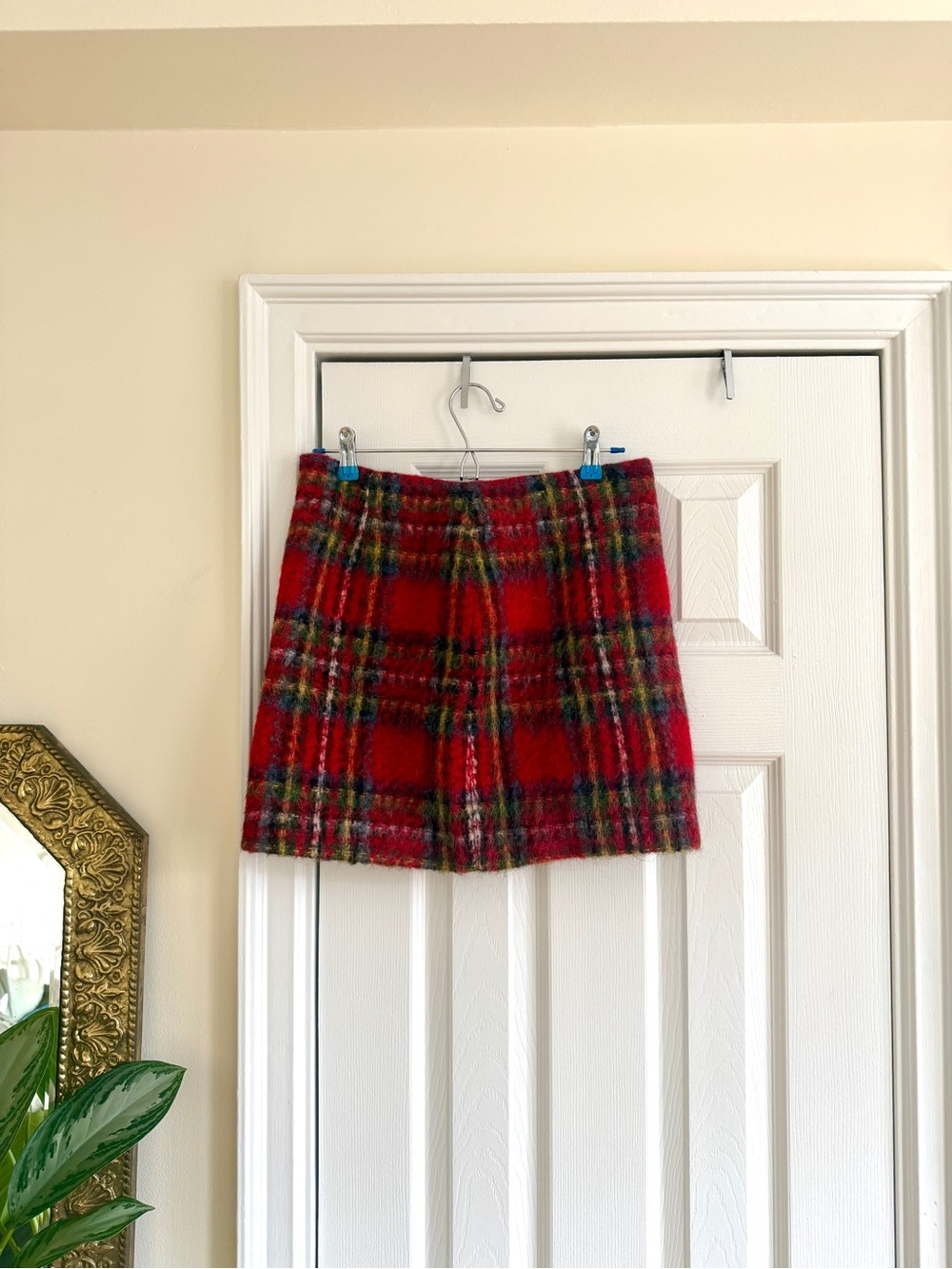 Ralph Lauren Black Label cotton Wool blend mini plaid tartan skirt, small
